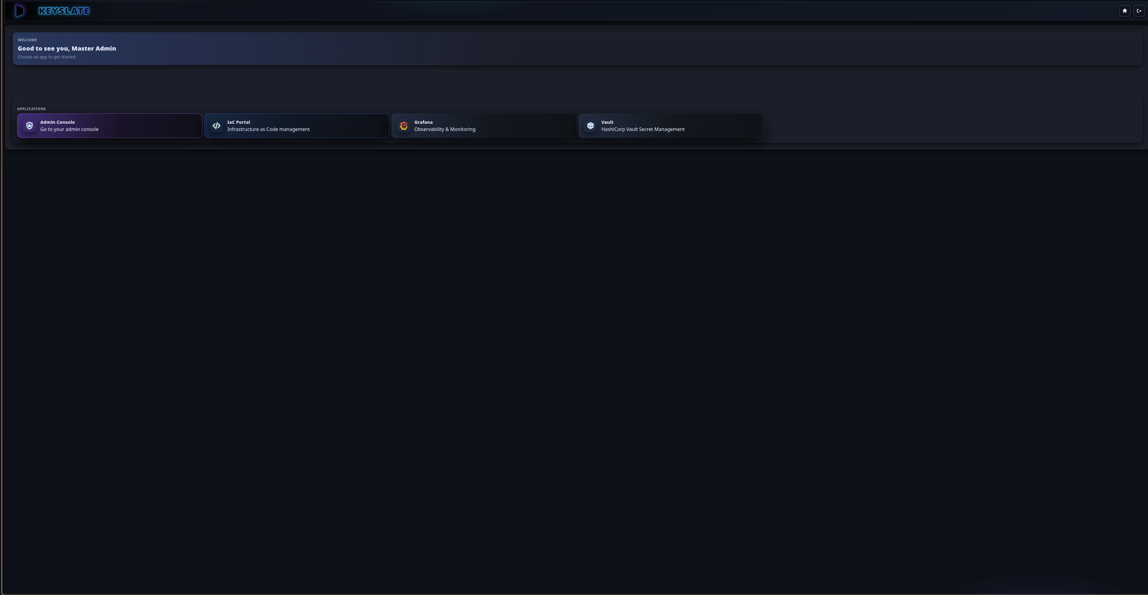 Keyslate Home Dashboard