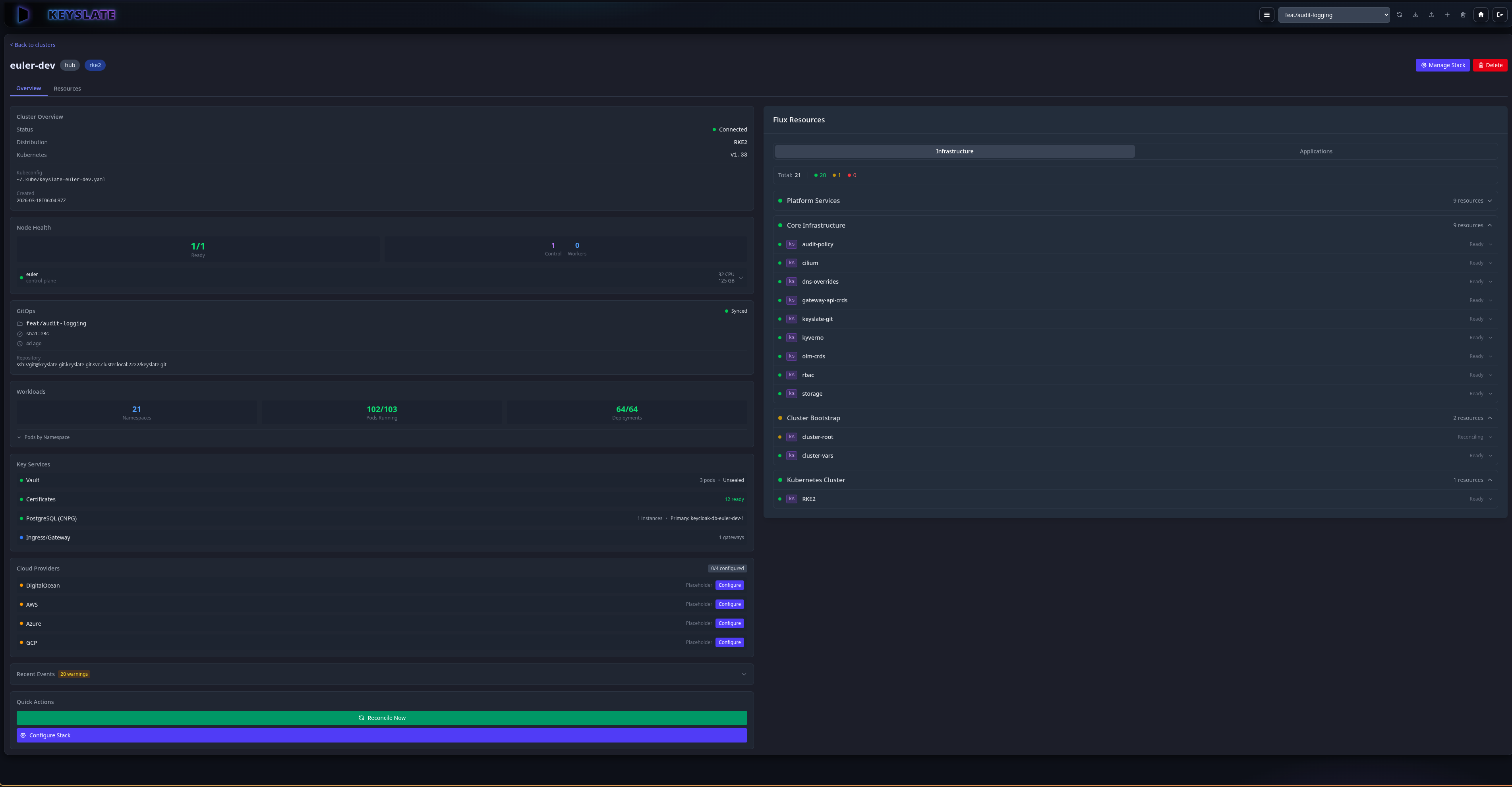 IaC Portal — Cluster Detail & Flux Resources